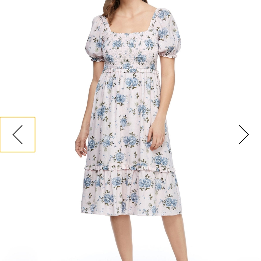 NWT Gal Meets Glam Floral Print Smocked Dress 2